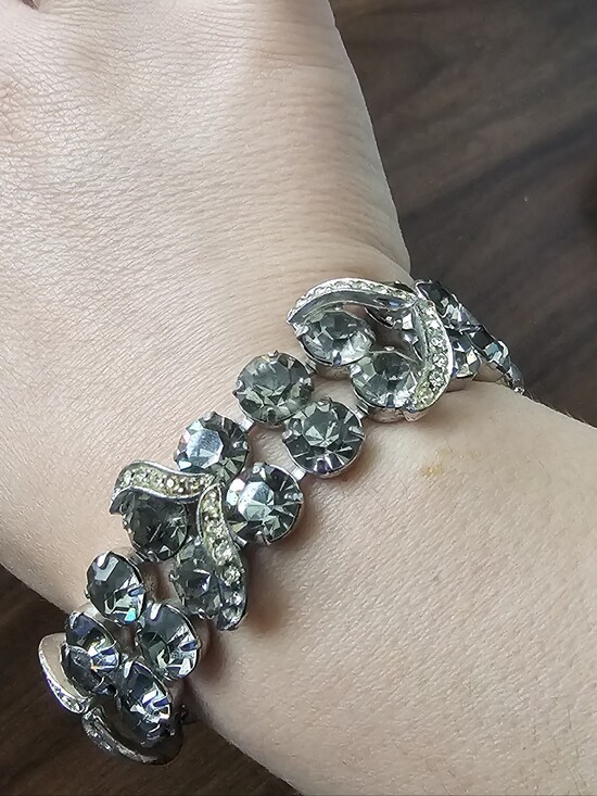 Jewelry - Silver-Tone Gray Crystal Bracelet - Women Jewelry